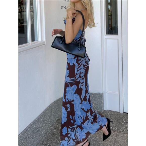 Floral Print Spaghetti Strap Maxi Dress - Picture 5 of 9